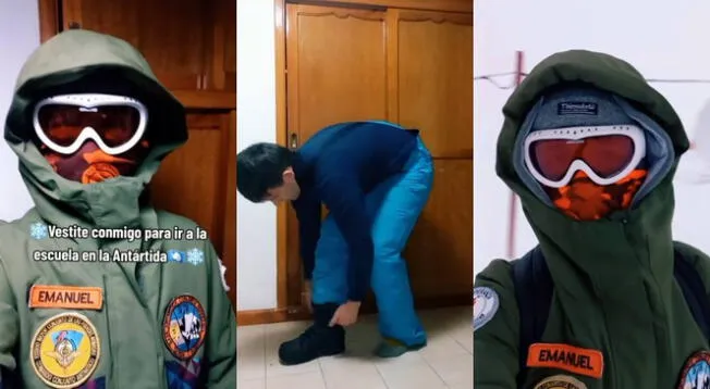 Un argentino demuestra cómo tienen que vestirse en Antártida para salir a la calle.