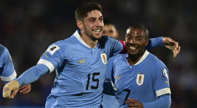 Federico Valverde anotó el 2-0 de Uruguay en el Estadio Centenario.