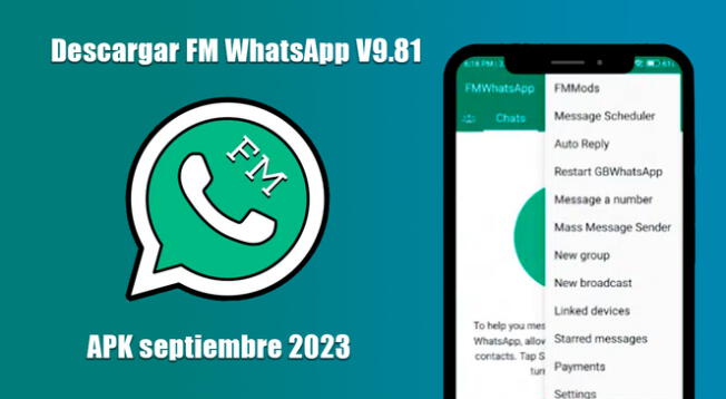 LINK de descarga FM WhatsApp V9.81 APK última versión septiembre 2023 de manera segura y sin virus.