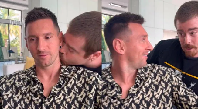 Lionel Messi dio entrevista al humorista argentino Migue Granados, quien le dio un beso en el cuello al jugador de Inter Miami.