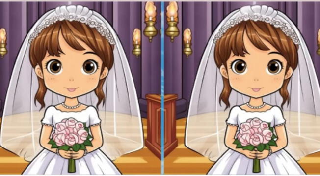 Intenta ubicar las tres diferencias entre las ambas imágenes de la novia y supera el reto visual.