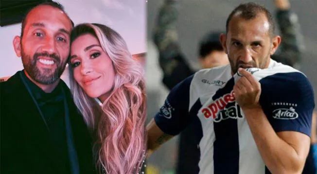 Hernán Barcos y su esposa expresaron su amor antes del partido de Alianza Lima.