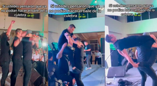 Integrantes del grupo 'Skándalo', Luigui Carbajal,  Ricky Trevitazo y Luis Sánchez son virales en TikTok tras  recrean el famoso 'baile de la culebra'.