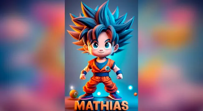 Mathias, con diseño en 3D y una imagen de Goku | Ideogram