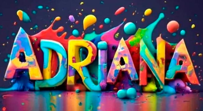 Ideogram del nombre Adriana en 3D con colores neones.