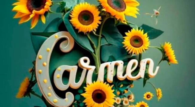 Ideogram del nombre Carmen con girasoles para descargar gratis.
