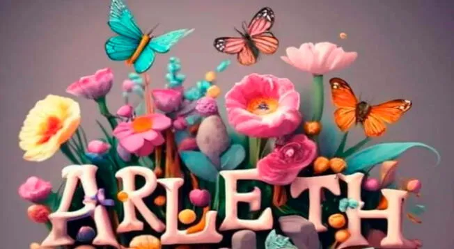 Crea tu figura en 3D con el nombre Arleth con mariposas y flores.