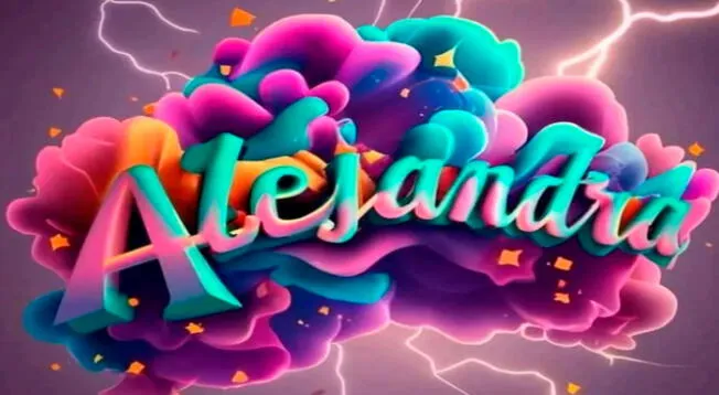 Ideogram AI Gratis del nombre Alejandra en colores neones.