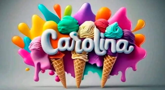 Crea tu figura en 3D con el nombre Carolina con helados de colores.