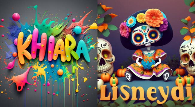 Descarga gratis los nombres en 3D para Khiara y Lisneydi con Ideogram.