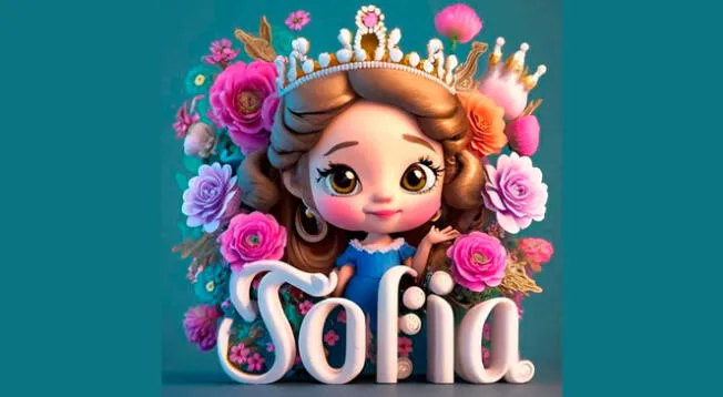 Sofia en 3D con diseño exclusivo de Ideogram.