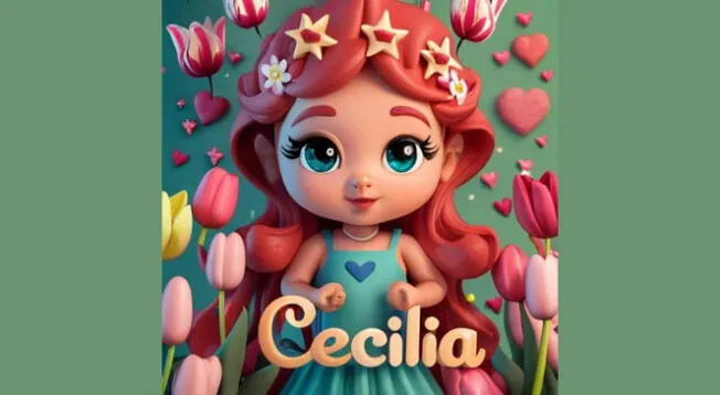 El nombre de Cecilia en 3D con diseño Inteligente.