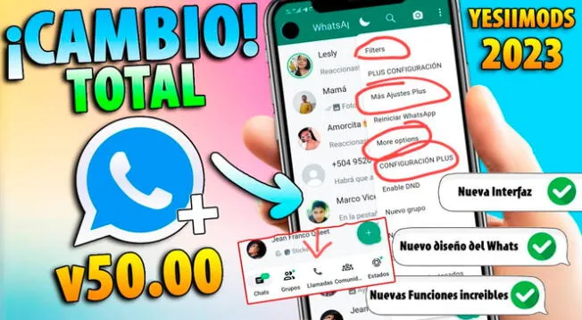 Descarga AQUÍ WhatsApp Plus V50.00 y disfruta de los beneficios del app.