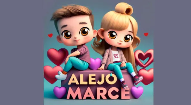 Nombres Alejo y Marece en 3D personalizado gratis con Ideogram ai app.