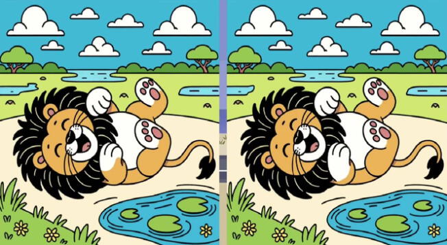 Si tienes una excelente visión podrás identificar las 3 diferencias entre los leones.