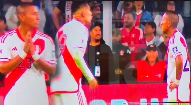 Paolo Guerrero y el airado reclamo a Pedro Aquino tras el primer gol de Chile