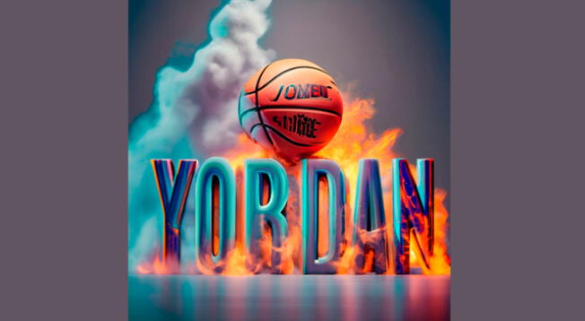 Ideogram AI Gratis del nombre Yordan con temática de basquetball.