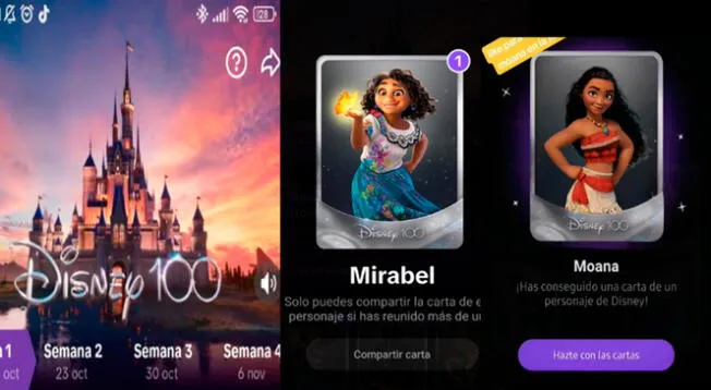 Consigue a Moana y Mirabel en los Cards de Disney 100 en TikTok.