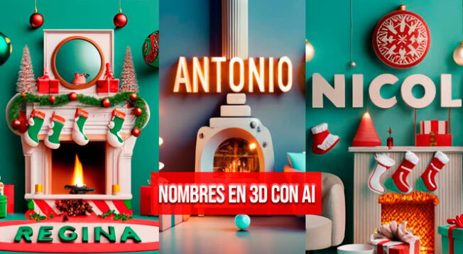 Nombres personalizados con Inteligencia Artificial Gratis con temática de Navidad en 3D.