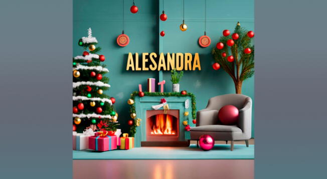 Nombre 'Alesandra' en 3D personalizado gratis de modo navideño.