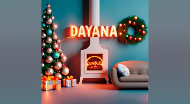 Ideogram AI de nombre personalizado 'Dayana' en 3D para Navidad.