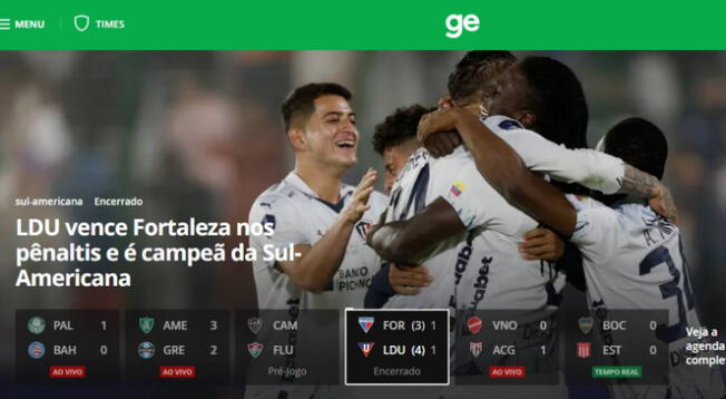Globo Esporte, de Brasil, reaccionó al triunfo de LDU.