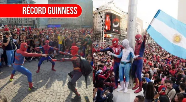 Argentinos se apoderan de nuevo récord Guinness tras reunir a miles de 'Spider-man' en el Obelisco.