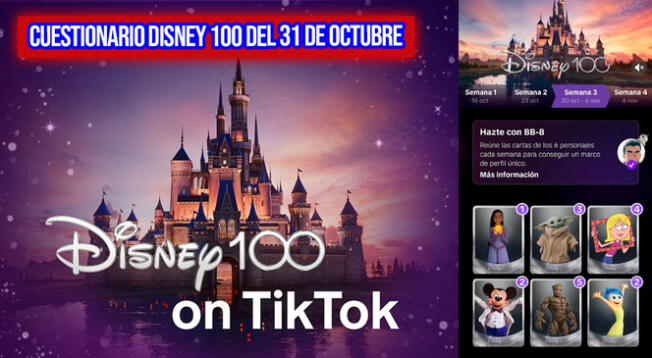 Conoce las respuetas correctas del Cuestionario Disney 100 de HOY 31 de octubre y obtén Marco BB-8 para TikTok.