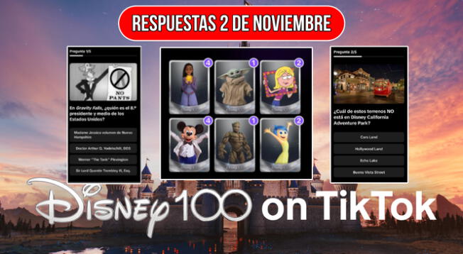 Revisa AQUÍ las respuestas correctas del cuestionario Disney 100 en TikTok del 2 de noviembre.