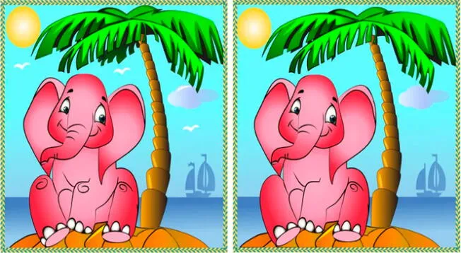 Solo tienes 15 segundos para encontrar todas las diferencias entre los elefantes.