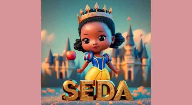 Nombre 'Seda' en diseño de 'Blanca Nieves' de Disney con IA. Nombre 'Seda' en diseño de 'Blanca Nieves' de Disney con IA.