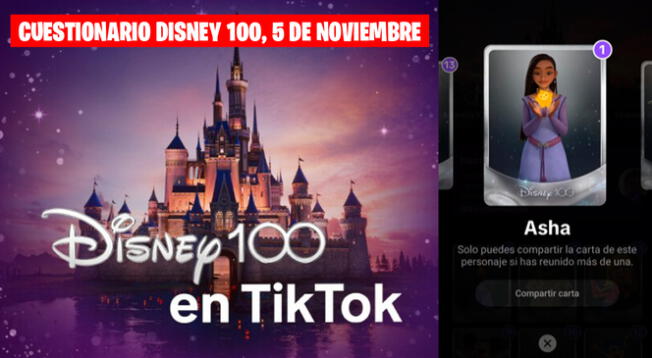 Conoce las respuestas correctas del Cuestionario Disney 100 de HOY, 5 de noviembre para TikTok.
