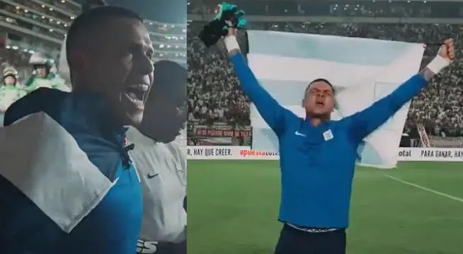 Ángelo Campos lució la bandera de Alianza Lima en el Estadio Monumental.