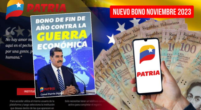 Nuevo Bono Guerra Económica de noviembre: COBRA hoy los 1.415,00 Bs vía Patria.
