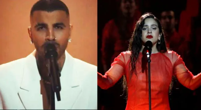 Rauw Alejandro le dedica emotiva canción a Rosalía en medio de los Latin Grammy 2023.