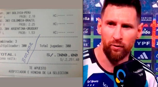 El joven apostador perdió los 300 soles que jugó gracias a que Argentina perdió ante Uruguay.