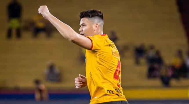 Carlos Rodríguez celebra su gol ante Guayaquil City.
