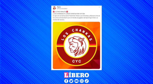 Los Chankas también van por Yotún, bueno, eso pusieron en Twitter.