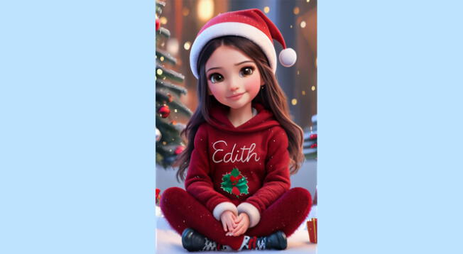 Nombre Edith para descargar con Inteligencia Artificial y diseño de Navidad.