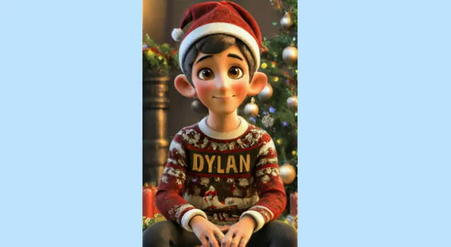 Diseño personalizado del nombre Dylan con Ideogram para Navidad.