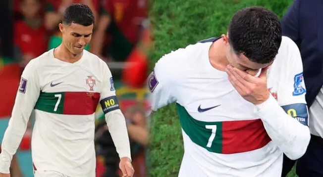 Cristiano Ronaldo entre lágrimas tras eliminación de Portugal en el Mundial Qatar 2022.