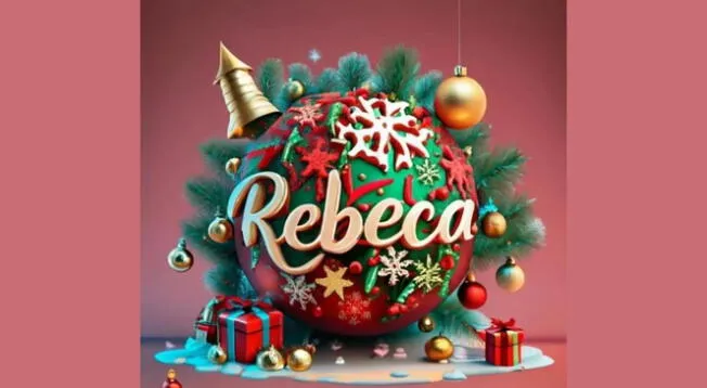 Descarga el nombre Rebeca con diseños navideños con Inteligencia Artificial.