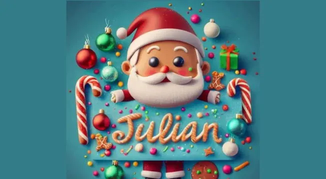 Nombre Julián con diseño de Navidad creado con IA.