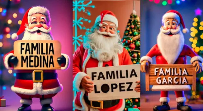 Descarga el apellido de tu familia con diseño de navidad.