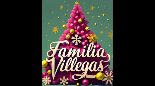 Apellido de la familia Villegas con hermoso diseño navideño 3D creado con IA.