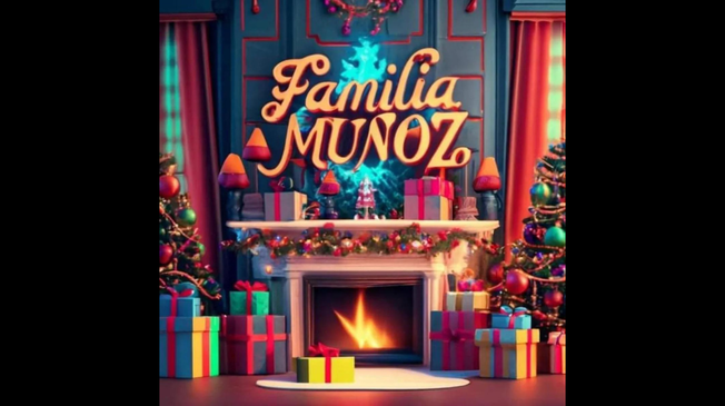 Apellido de la familia Muñoz con diseño navideño 3D creado por la Inteligencia Artificial.