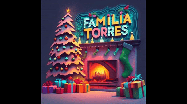 Apellido de la familia Torres en hermoso diseño navideño 3D para descargar GRATIS.