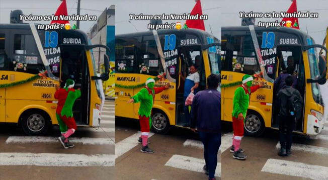 Trabajadores del transporte público sorprendieron con increíbles disfraces por Navidad.