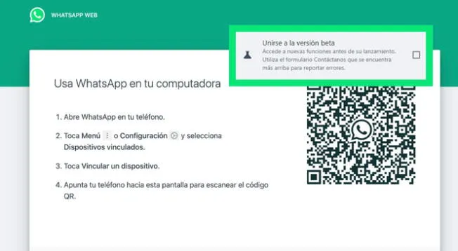 Conoce AQUÍ cómo formar parte del programa beta tester de WhatsApp Web.