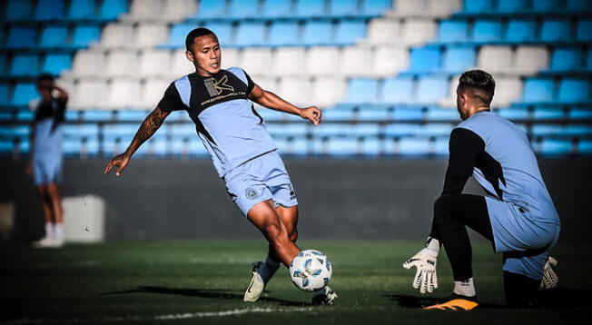 Bryan Reyna entrenó con Belgrano tras su presentación oficial.